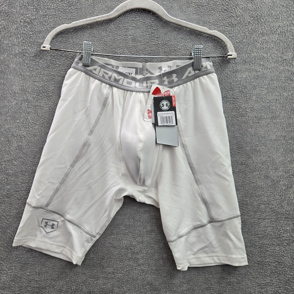 Under Armour Boys Activewear Shorts Large White Football Girdle Cup Padded NWT